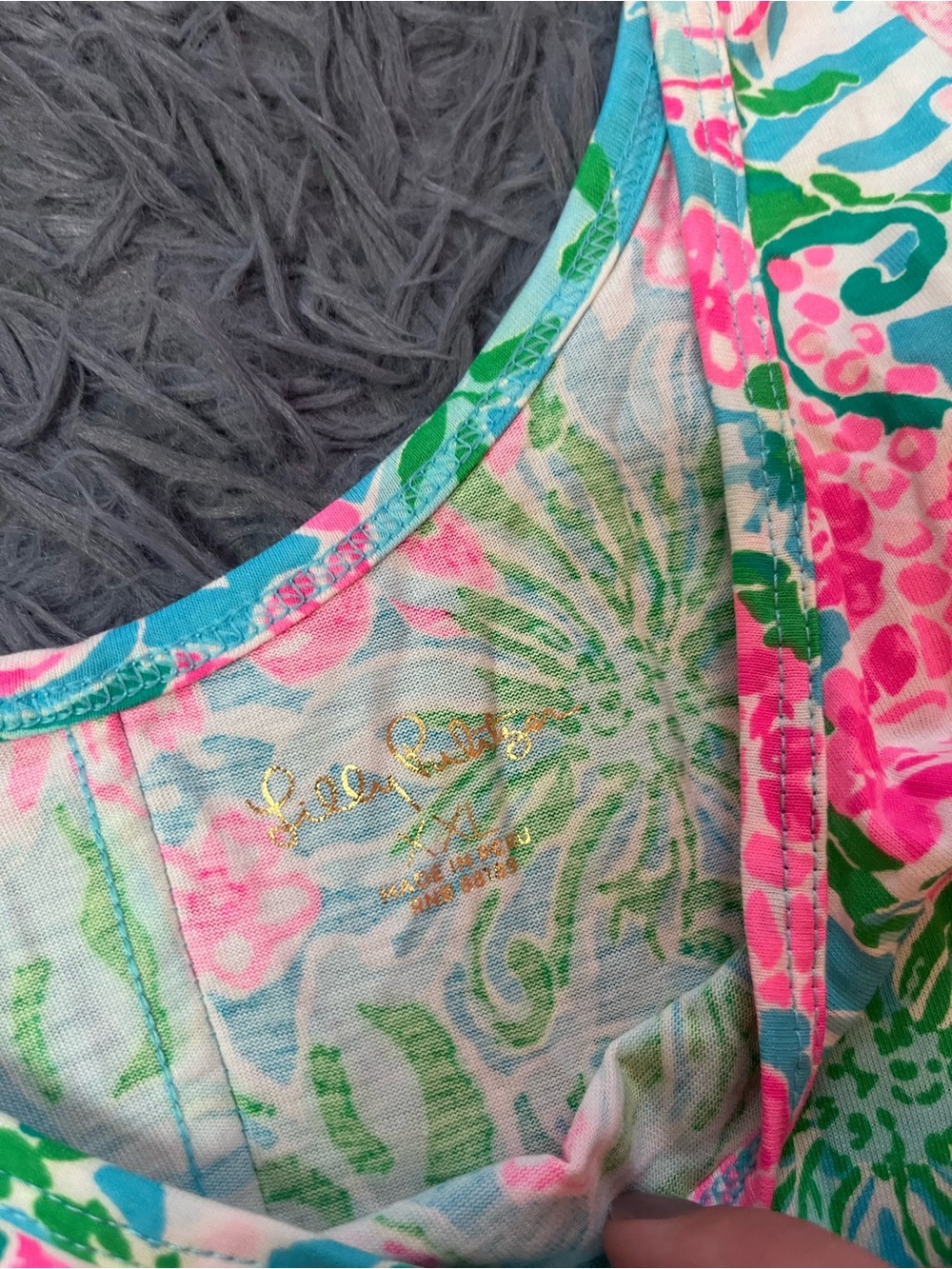 Lilly Pulitzer Floral Pink & Green Pima Cotton Newberry Tank Dress Size XXL - Picture 3 of 6